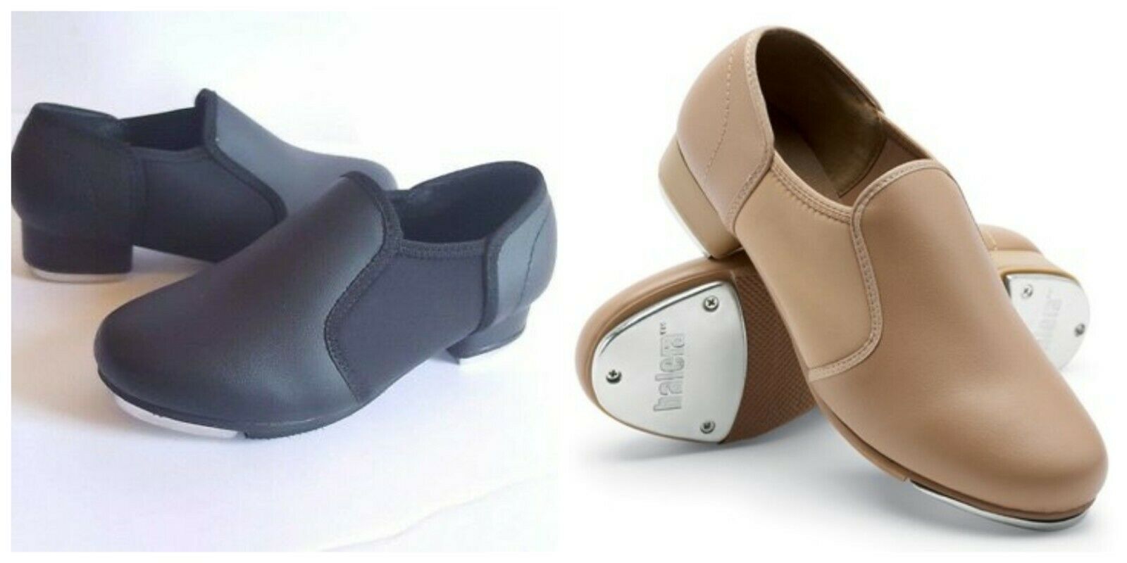NEW Balera Slip on Black and Caramel Tap Shoes Child & Adult Size